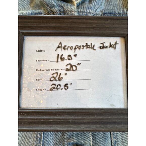 Aeropostale Denim Jacket Large Classic Look Light Wash Distressed Button Up - Picture 6 of 9